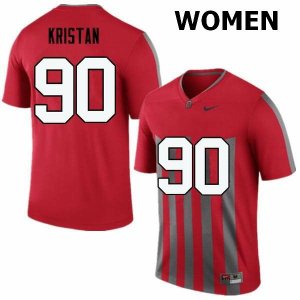 Women's Ohio State Buckeyes #90 Bryan Kristan Throwback Nike NCAA College Football Jersey Real ZVR7144RC
